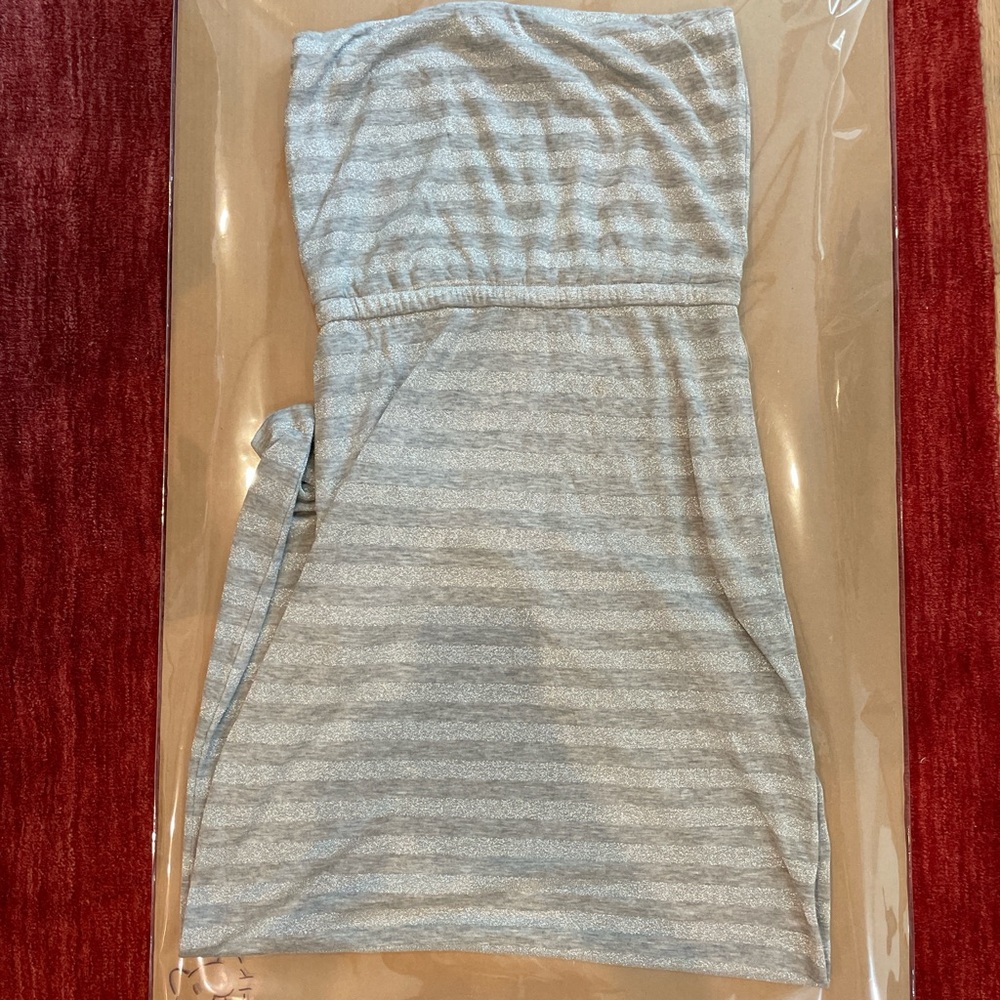 Gray Strapless silver dress